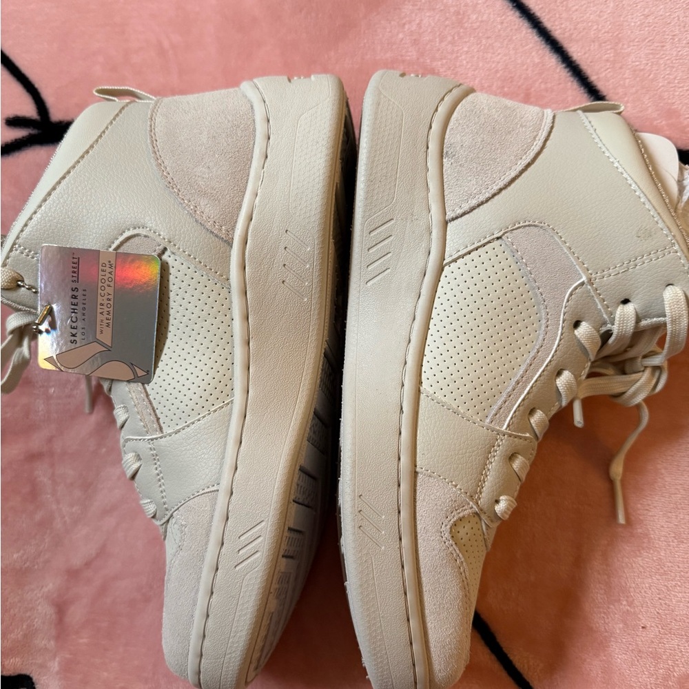 Beige High-Top Sneakers